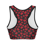 Red And Black Heart Pattern Print Women's Sports Bra