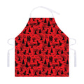Red And Black Horror Witch Pattern Print Adjustable Apron