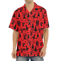 Red And Black Horror Witch Pattern Print Aloha Shirt