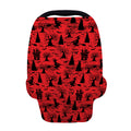 Red And Black Horror Witch Pattern Print Baby Seat Cover