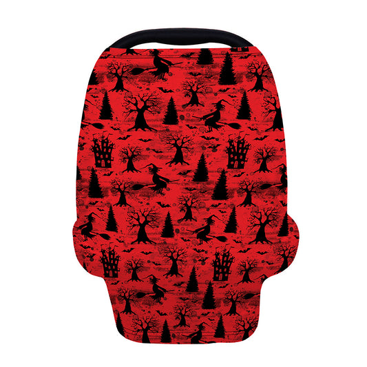 Red And Black Horror Witch Pattern Print Baby Seat Cover