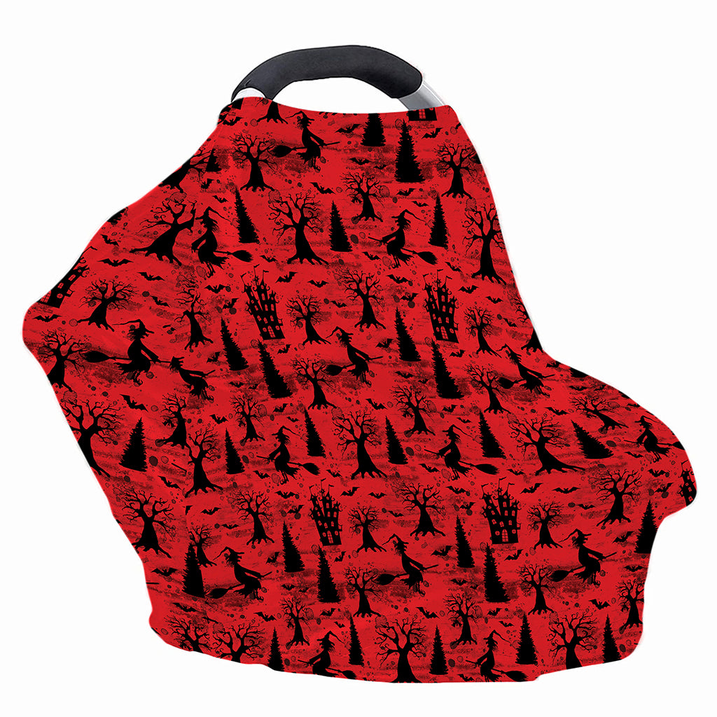 Red And Black Horror Witch Pattern Print Baby Seat Cover