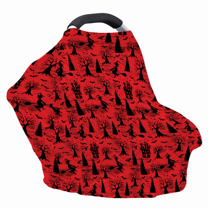 Red And Black Horror Witch Pattern Print Baby Seat Cover