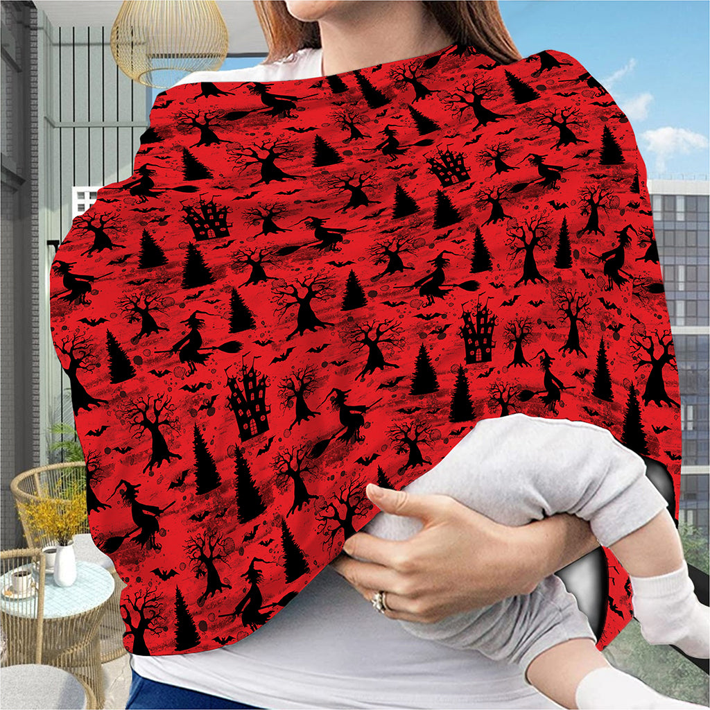 Red And Black Horror Witch Pattern Print Baby Seat Cover