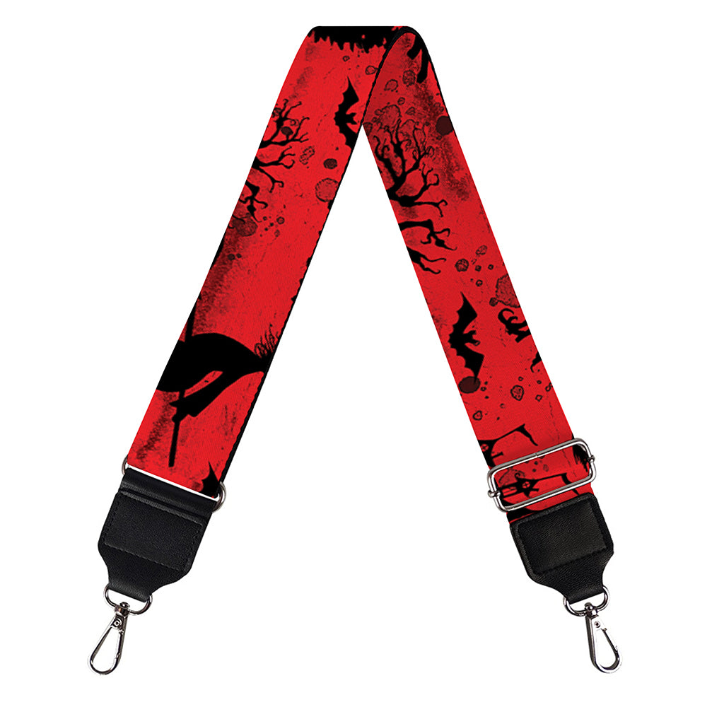 Red And Black Horror Witch Pattern Print Bag Strap