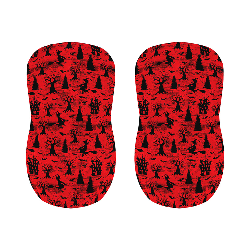 Red And Black Horror Witch Pattern Print Bar Stool Covers