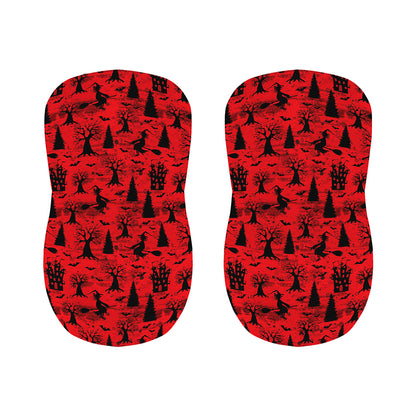 Red And Black Horror Witch Pattern Print Bar Stool Covers