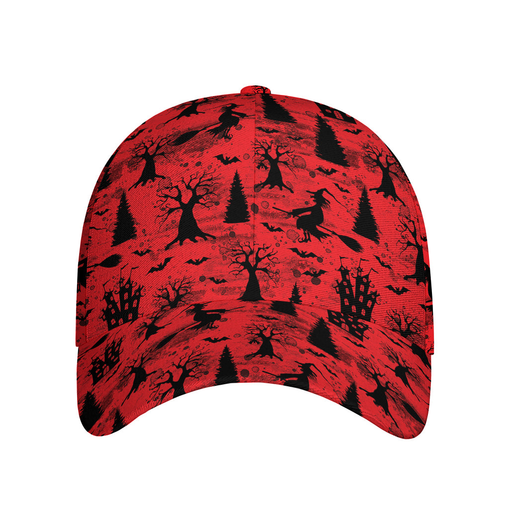 Red And Black Horror Witch Pattern Print Baseball Cap