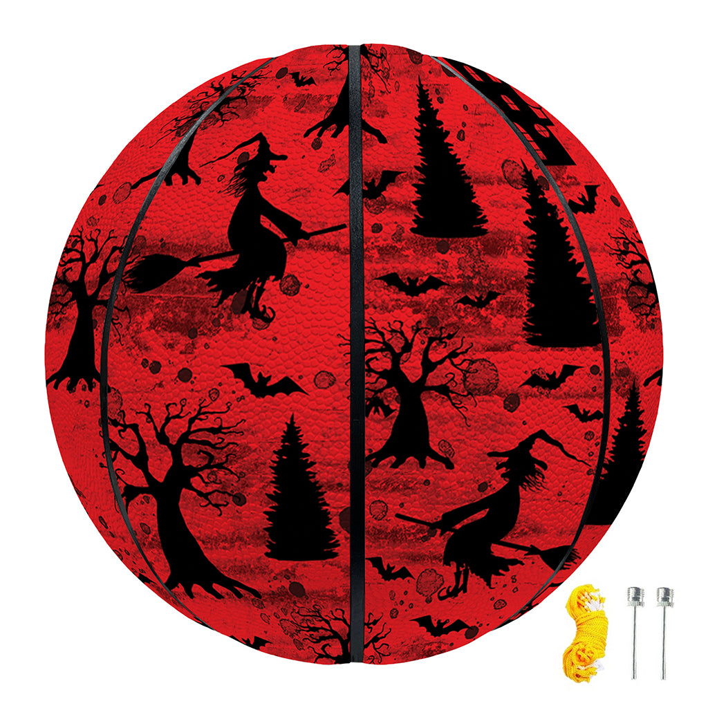 Red And Black Horror Witch Pattern Print Basketball