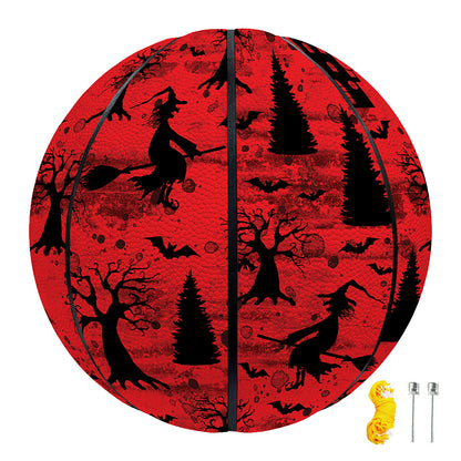 Red And Black Horror Witch Pattern Print Basketball