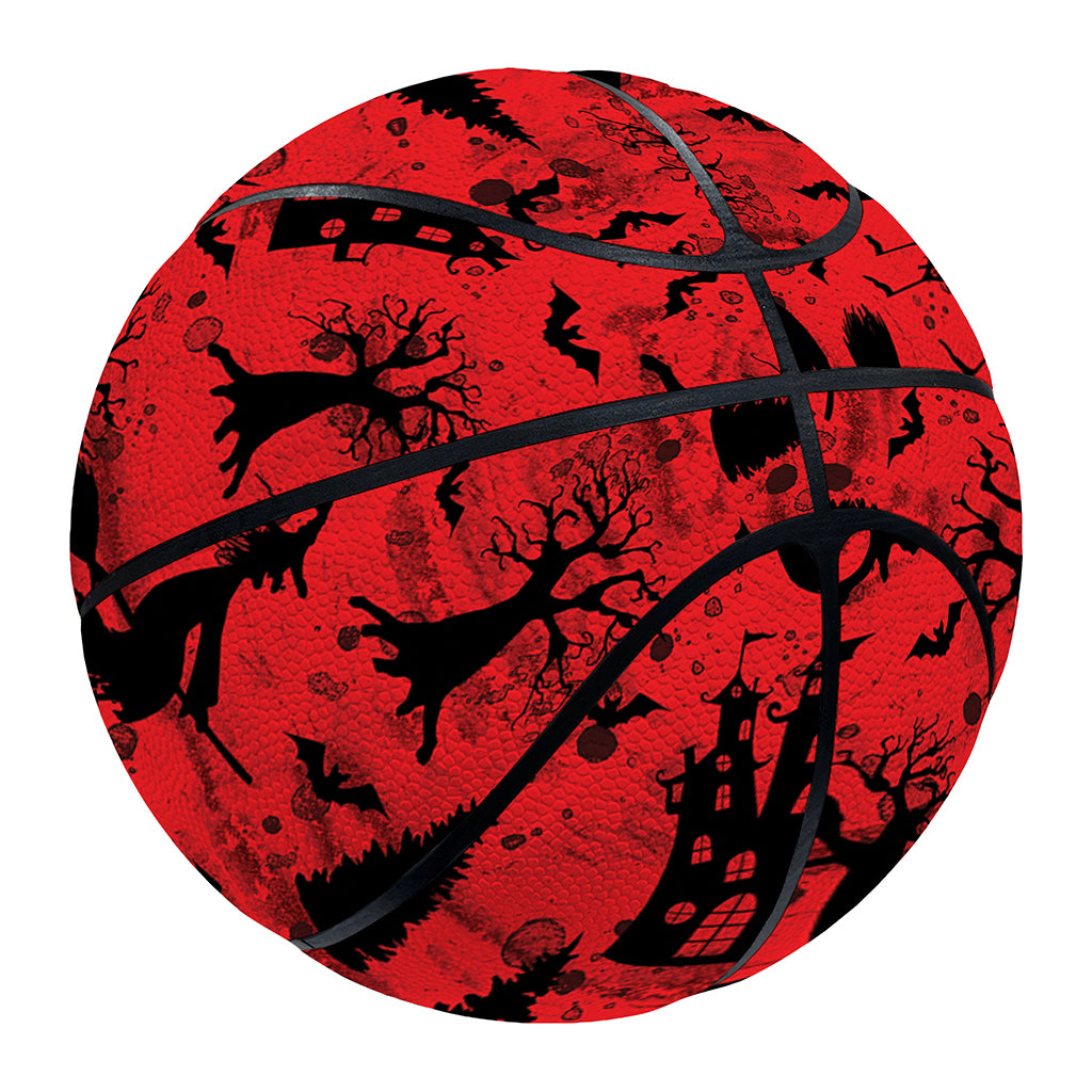 Red And Black Horror Witch Pattern Print Basketball