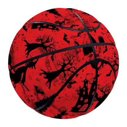Red And Black Horror Witch Pattern Print Basketball
