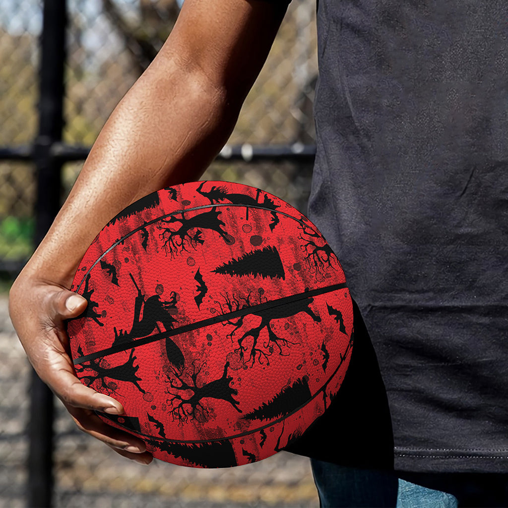 Red And Black Horror Witch Pattern Print Basketball