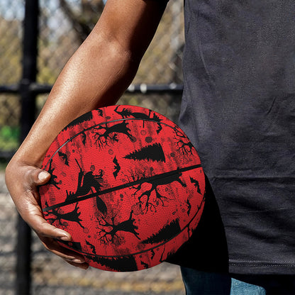 Red And Black Horror Witch Pattern Print Basketball