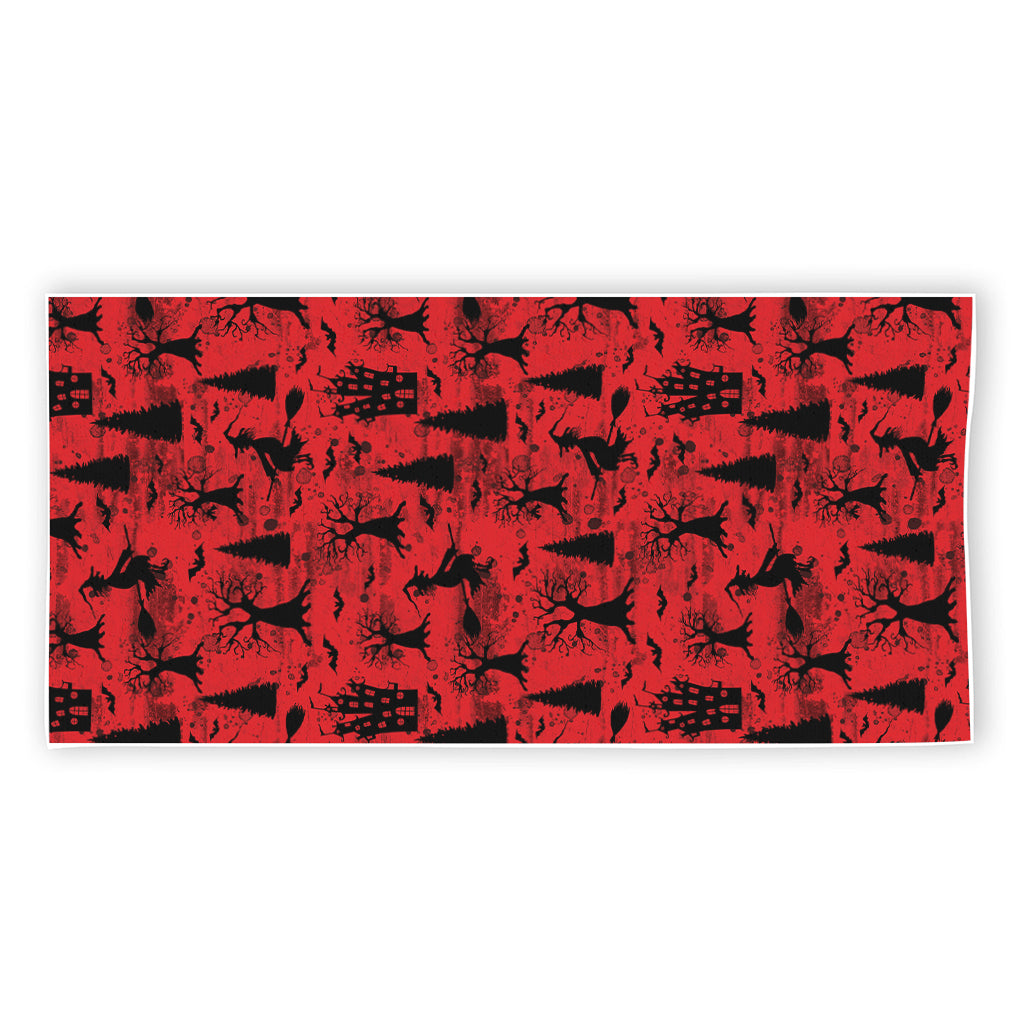 Red And Black Horror Witch Pattern Print Beach Towel