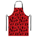 Red And Black Horror Witch Pattern Print Bib Apron With Pocket