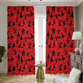 Red And Black Horror Witch Pattern Print Dimout Pencil Pleat Curtains