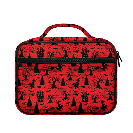 Red And Black Horror Witch Pattern Print Briefcase Bible Bag