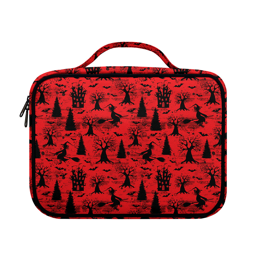 Red And Black Horror Witch Pattern Print Briefcase Bible Bag