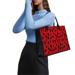 Red And Black Horror Witch Pattern Print Canvas Tote Bag