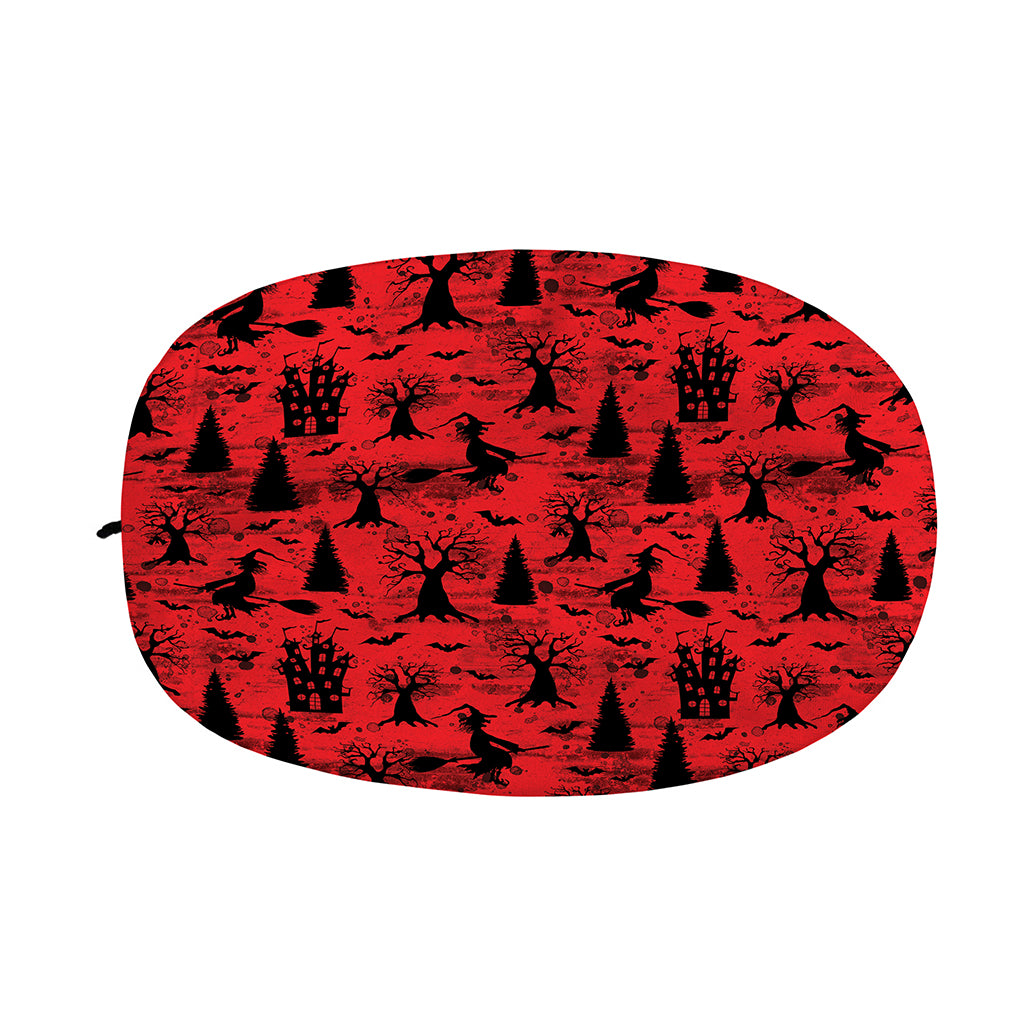Red And Black Horror Witch Pattern Print Car Side Mirror Covers
