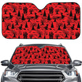 Red And Black Horror Witch Pattern Print Car Windshield Sun Shade