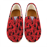 Red And Black Horror Witch Pattern Print Casual Shoes