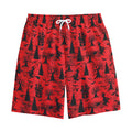 Red And Black Horror Witch Pattern Print Cotton Shorts