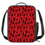 Red And Black Horror Witch Pattern Print Crossbody Lunch Bag