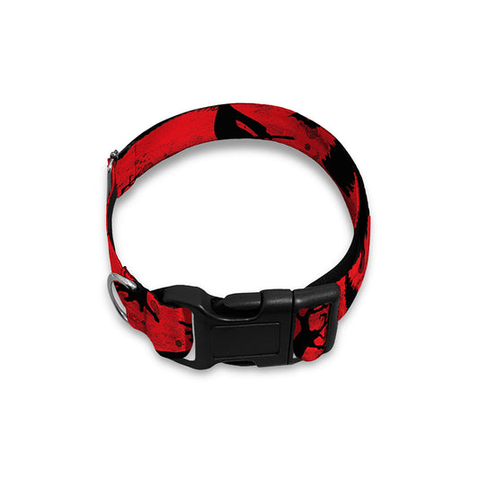Red And Black Horror Witch Pattern Print Dog Collar