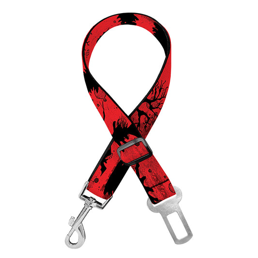 Red And Black Horror Witch Pattern Print Dog Seat Belt