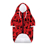 Red And Black Horror Witch Pattern Print Dog Zip Up Hoodie