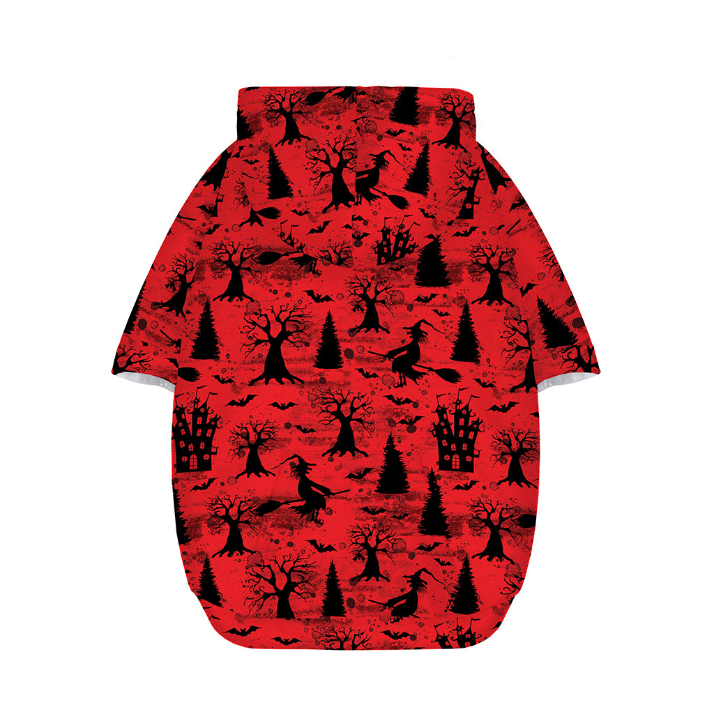 Red And Black Horror Witch Pattern Print Dog Zip Up Hoodie