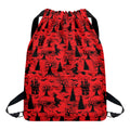 Red And Black Horror Witch Pattern Print Drawstring Backpack