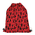 Red And Black Horror Witch Pattern Print Drawstring Bag