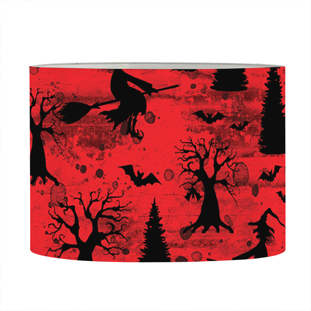 Red And Black Horror Witch Pattern Print Drum Lamp Shade