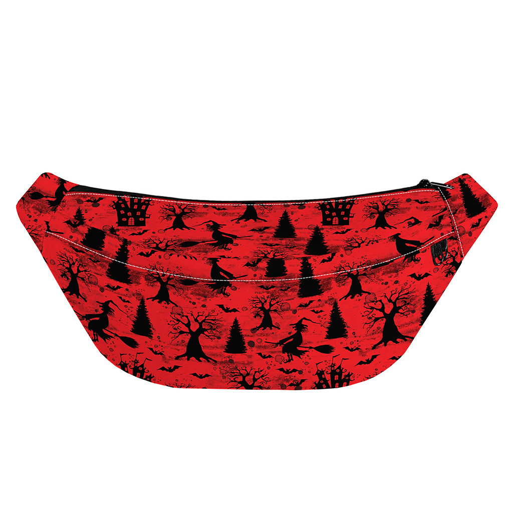 Red And Black Horror Witch Pattern Print Fanny Pack