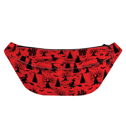 Red And Black Horror Witch Pattern Print Fanny Pack