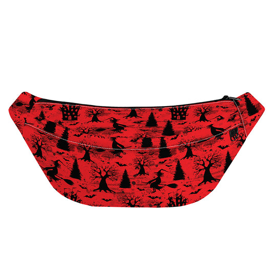 Red And Black Horror Witch Pattern Print Fanny Pack