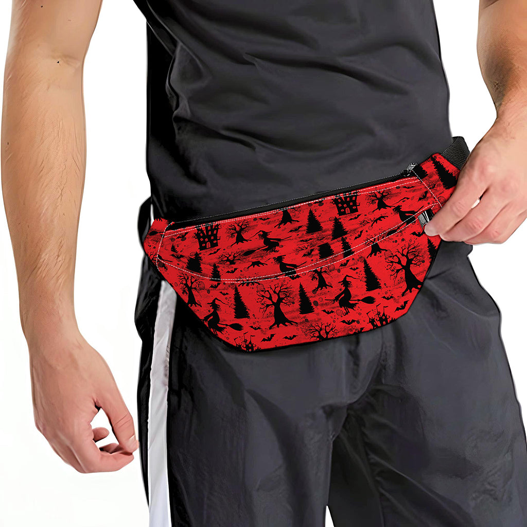 Red And Black Horror Witch Pattern Print Fanny Pack