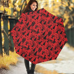 Red And Black Horror Witch Pattern Print Foldable Umbrella