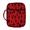 Red And Black Horror Witch Pattern Print Front Pocket Bible Bag