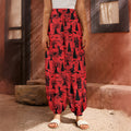 Red And Black Horror Witch Pattern Print Harem Pants