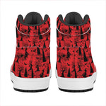 Red And Black Horror Witch Pattern Print High Top Leather Sneakers