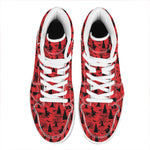 Red And Black Horror Witch Pattern Print High Top Leather Sneakers