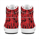 Red And Black Horror Witch Pattern Print High Top Leather Sneakers