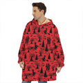 Red And Black Horror Witch Pattern Print Hoodie Blanket