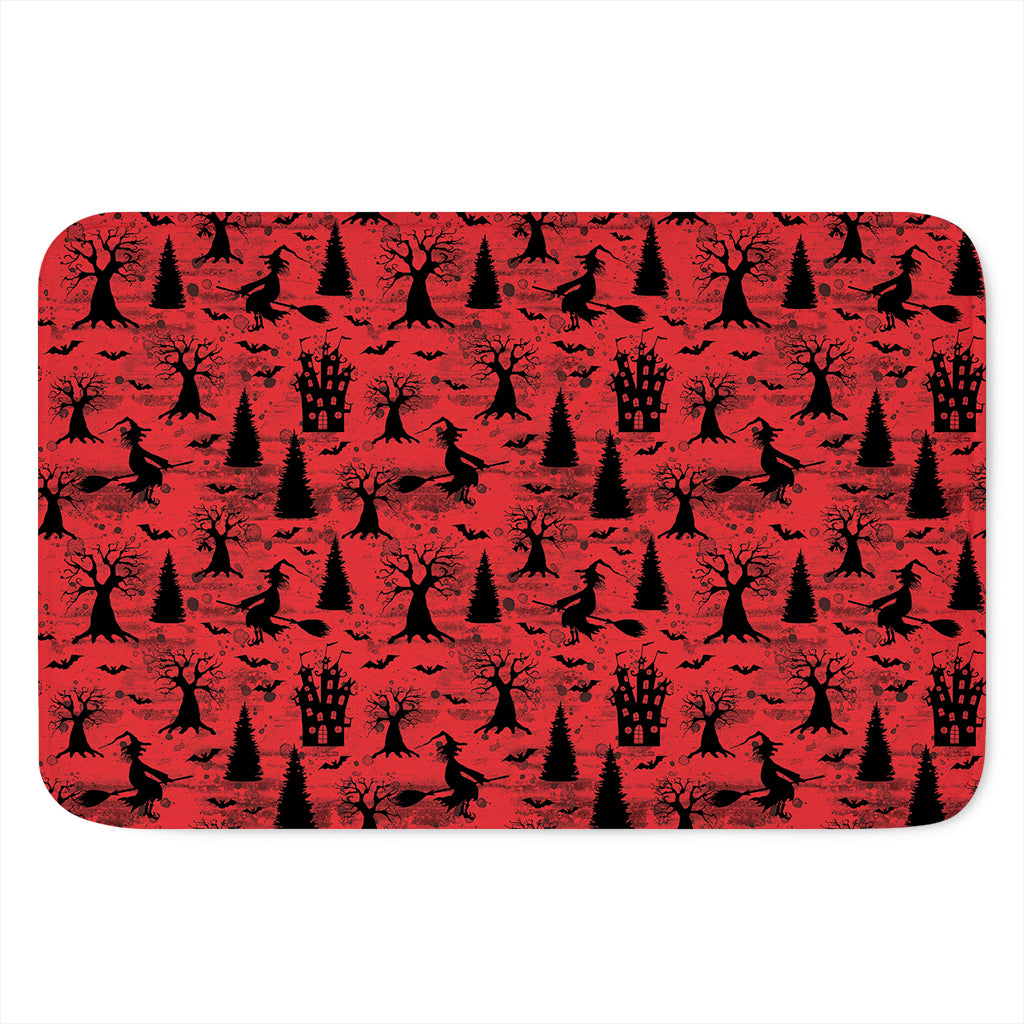 Red And Black Horror Witch Pattern Print Indoor Door Mat