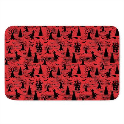 Red And Black Horror Witch Pattern Print Indoor Door Mat