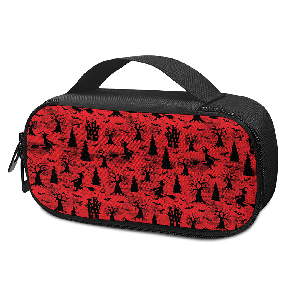 Red And Black Horror Witch Pattern Print Insulin Cooler Travel Case